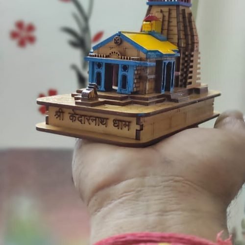 Kedarnath Mandir Small Color 3D Wooden Art